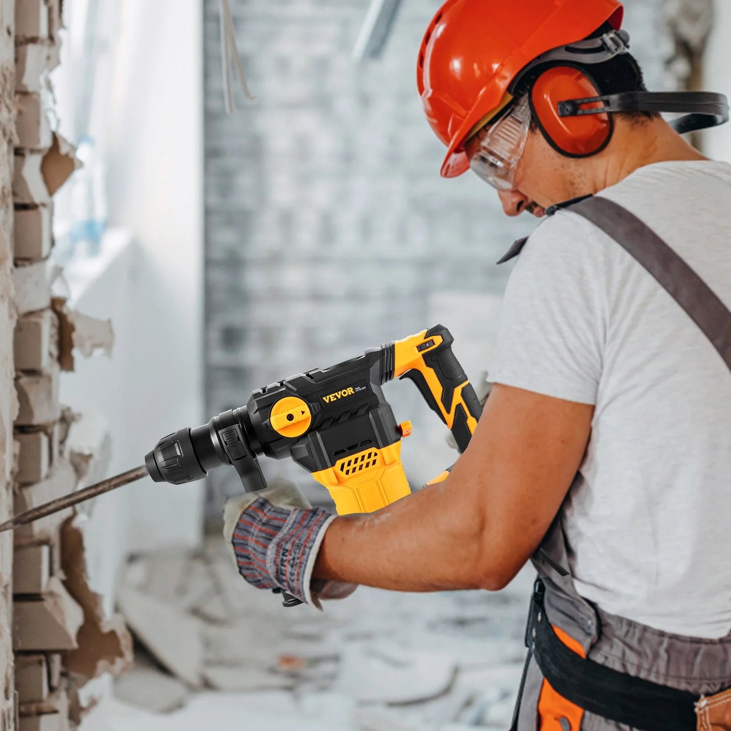 VEVOR Rotary Hammer Drill Corded Drills 1-1/4 4 Modes Sds-Plus Chipping Hammers