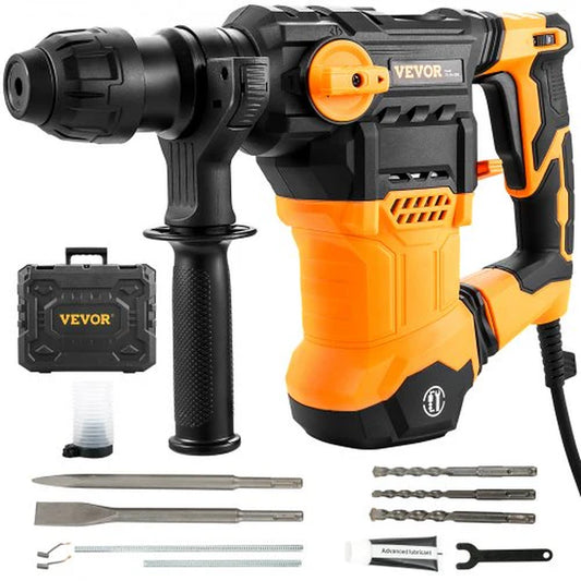VEVOR Rotary Hammer Drill Corded Drills 1-1/4 4 Modes Sds-Plus Chipping Hammers